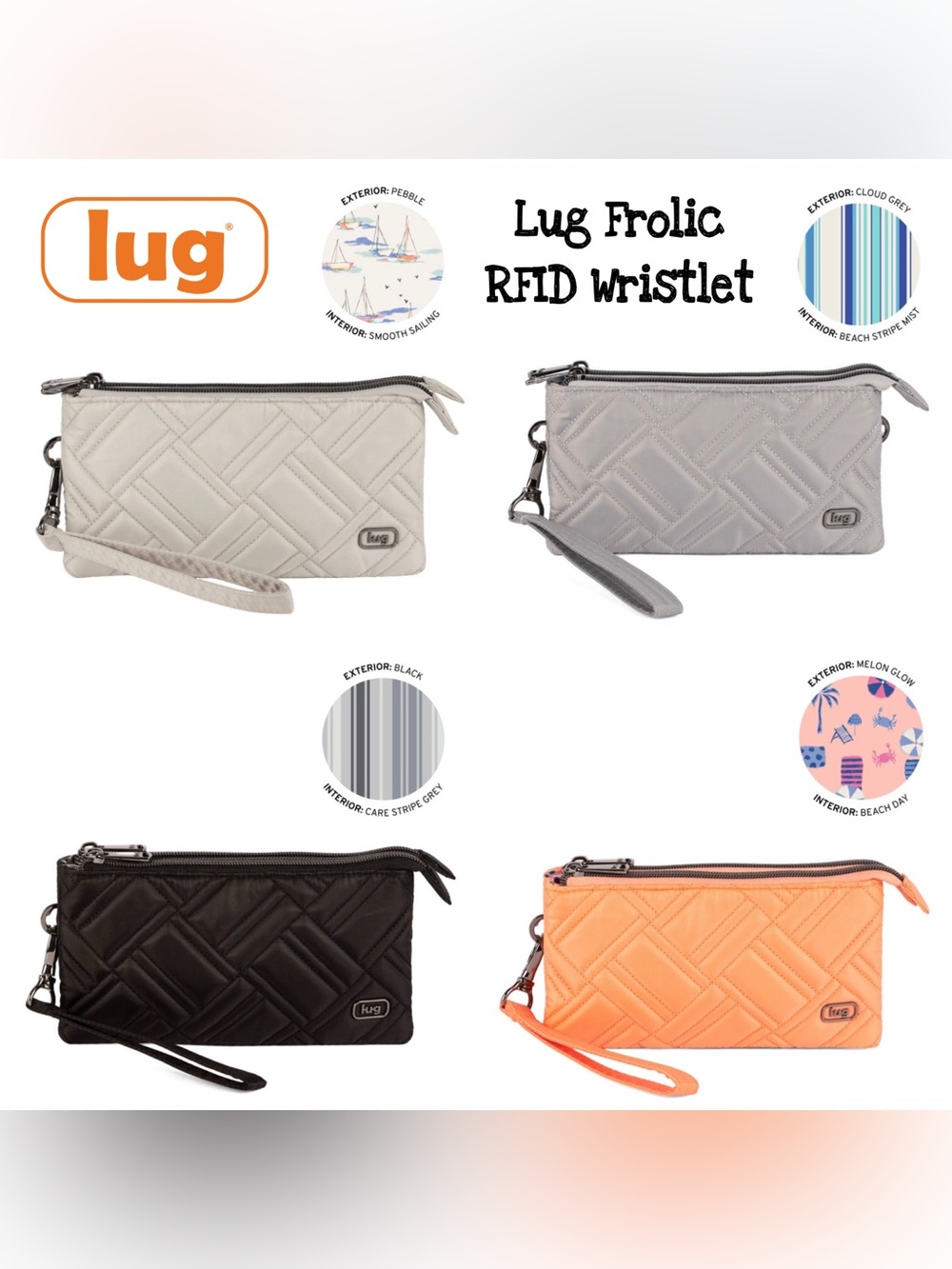 Lug Frolic RFID Wristlet Pouch NWT